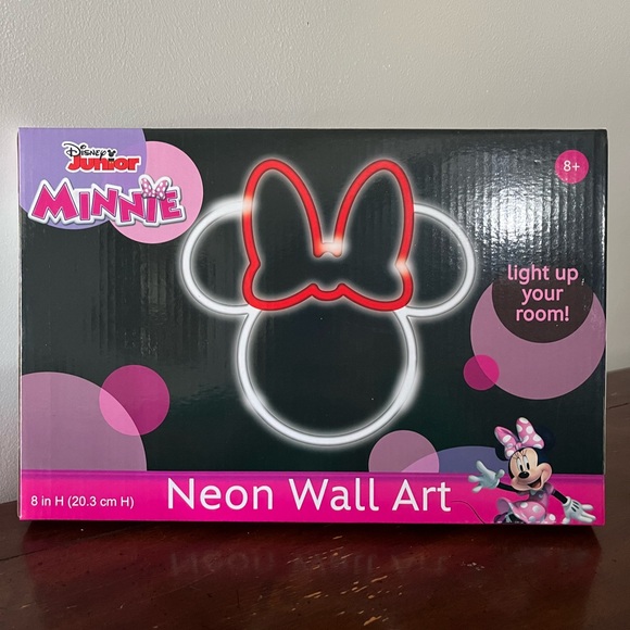 Disney Other - Mini Minnie Neon Wall Art - Black and Red